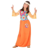 Merkloos Sixties/hippie verkleed jurk oranje voor meisjes