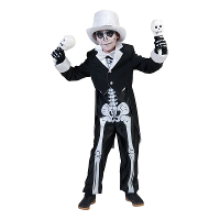 Merkloos Skelet verkleed kostuum voor kinderen   2 delig   zwart/wit   Halloween/carnaval verkleedkleding