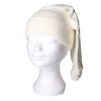 Slaapmuts creme   met pompon   verkleed accessoires   Klaas vaak/Pyjama party