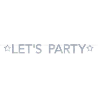 Slinger Lets party   205 cm   holografisch   feestslinger   letterslinger   verjaardag versiering