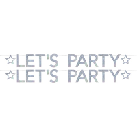 Slinger Lets party   2x   205 cm   holografisch   feestslinger   letterslinger   verjaardag versieri