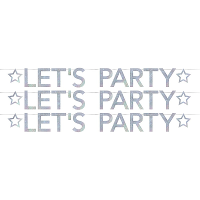 Slinger Lets party   3x   205 cm   holografisch   feestslinger   letterslinger   verjaardag versieri