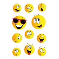 Smile / Emoticon hobby stickers   33x stuks   kinderstickers   stickervellen