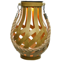Merkloos Solar lantaarn ijzer met vlam effect goud 18,5 cm