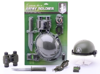 Soldaat verkleedset   kinderen   helm   verrekijker   mes   verkleedaccessoires