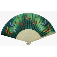 Spaanse hand of deco waaier met vlinders print   Decoratie vlinderprint   verkoeling zomer