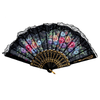 Spaanse handwaaier Marbella   multi colour   kunststof/polyester   23 cm