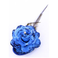 Spaanse of Hawaii thema haarbloem   blauw   met speld/elastiek   verkleden   kunststof