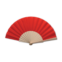 Spaanse waaier   rood   42 x 23 cm   hout   verkoelend   handwaaier