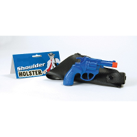 Speelgoed revolver met schouder holster   16 cm   politie/cowboy/gngster thema