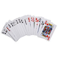 Speelkaarten in mini formaat   54 speelkaartjes   6 x 4 cm   geplastificeerd karton