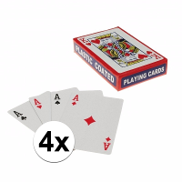Speelkaarten set   4x pakje met 54 kaarten   met plastic coating