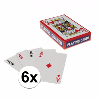 Speelkaarten set   6x pakje met 54 kaarten   met plastic coating