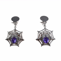 Spinnenweb verkleed oorbellen   clip on   zilver/paars   Halloween accessoires