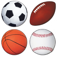 Sport muur decoraties   set 4x stuks   30 x 38 cm   karton   wand versieringen