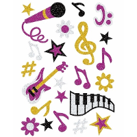 Stickers muziek thema   1x vel 16 x 9 cm   hobby   stickervel   stickervelletje
