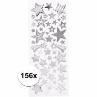 Stickers sterren   40x   zilver   vel 10 x 24 cm   zilverfolie   sterretjes   hobby stickertjes