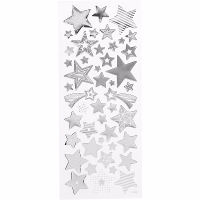Stickers sterren   52x   zilver   vel 10 x 24 cm   zilverfolie   sterretjes   hobby stickertjes