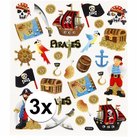 Stickervel piraten thema   3x   glitter   piraat stickers   hobby stickers voor kinderen