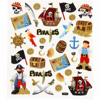 Stickervel piraten thema   glitter   piraat stickers   hobby stickers voor kinderen