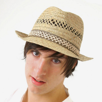 Merkloos Stro trilby hoedje   beige   voor heren