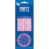 Taartkaarsjes   24x stuks   roze/wit   met houders   ideaal voor taart en gebak