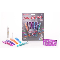 Tattoo glittergel pennen met sjablonen   Speelgoed   6 pennen/stiften   kinderen