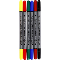 Textielstiften 6x   2 punten   standaard kleuren