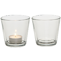 Theelichthouder   2x   7,5 cm   transparant   glas   waxinelichthouder   kaarsenhouder