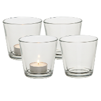 Theelichthouder   4x   7,5 cm   transparant   glas   waxinelichthouder   kaarsenhouder
