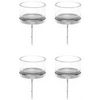 Theelichthouders instekers   4x stuks   zilver   9 x 4 cm   metaal   voor in kerststukje