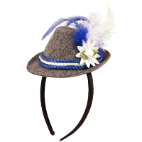 Tiara met oktoberfest mini hoedje   dames   verkleed hoedjes   grijs