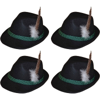 Tiroler verkleed hoedje voor volwassenen   4x   zwart   Oktoberfest   Alpenhoedje/jagershoedje