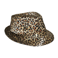Trilby carnaval verkleed hoedje   met luipaard print   Verkleedkleding hoeden