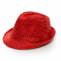 Trilby hoed met pailletten   rood   glitter