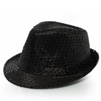 Trilby hoed met pailletten   zwart   polyester   glitter