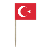 Turkije vlaggetjes mini prikkers   50x stuks   8 cm   Landen decoratie   papier   cocktailprikkers