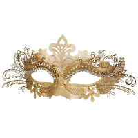 Venetiaans carnaval verkleed oogmasker   goud   volwassenen   gedecoreerd   kunststof