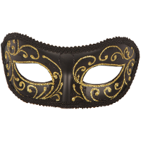 Venetiaans oogmasker   zwart/goud   voor volwassenen