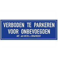 Verboden te parkeren voor onbevoegden sticker 20 x 7 cm