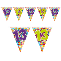 Verjaardag 13 jaar mini vlaggenlijn   300 cm   papier   versiering