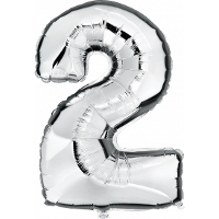 Verjaardag cijfer 2 ballon   zilver   opblaasbare cijfers   verjaardag   folie   100 cm