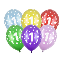 Verjaardag feest ballon   leeftijd 1 jaar   6x stuks   ballonnen met sterretjes