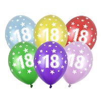 Verjaardag feest ballon   leeftijd 18 jaar   6x stuks   ballonnen met sterretjes