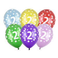 Verjaardag feest ballon   leeftijd 2 jaar   6x stuks   ballonnen met sterretjes
