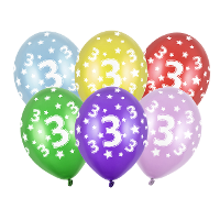 Verjaardag feest ballon   leeftijd 3 jaar   3x stuks   ballonnen met sterretjes