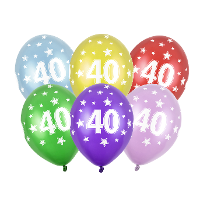 Verjaardag feest ballon   leeftijd 40 jaar   6x stuks   ballonnen met sterretjes