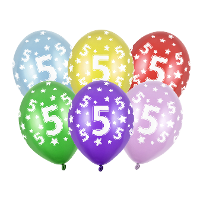 Verjaardag feest ballon   leeftijd 5 jaar   5x stuks   ballonnen met sterretjes