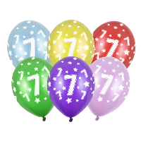 Verjaardag feest ballon   leeftijd 7 jaar   6x stuks   ballonnen met sterretjes