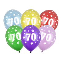 Verjaardag feest ballon   leeftijd 70 jaar   6x stuks   ballonnen met sterretjes